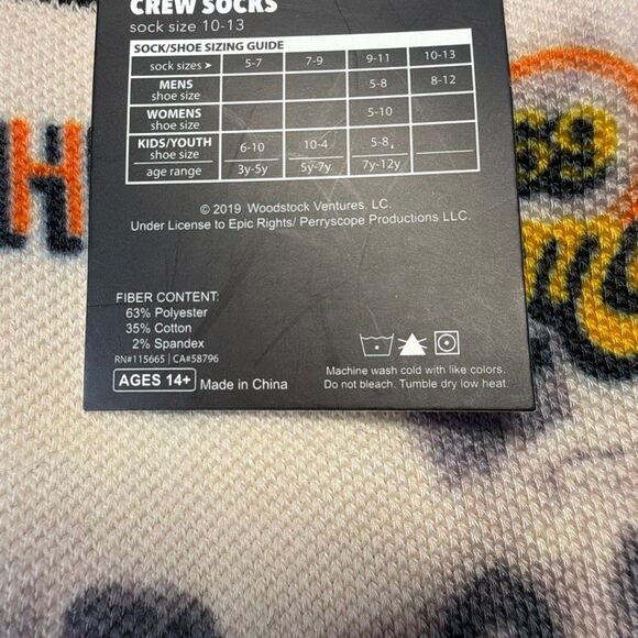 Bioworld Woodstock Hippies 1969 Men’s Crew Socks 10-13 - Picture 6 of 6